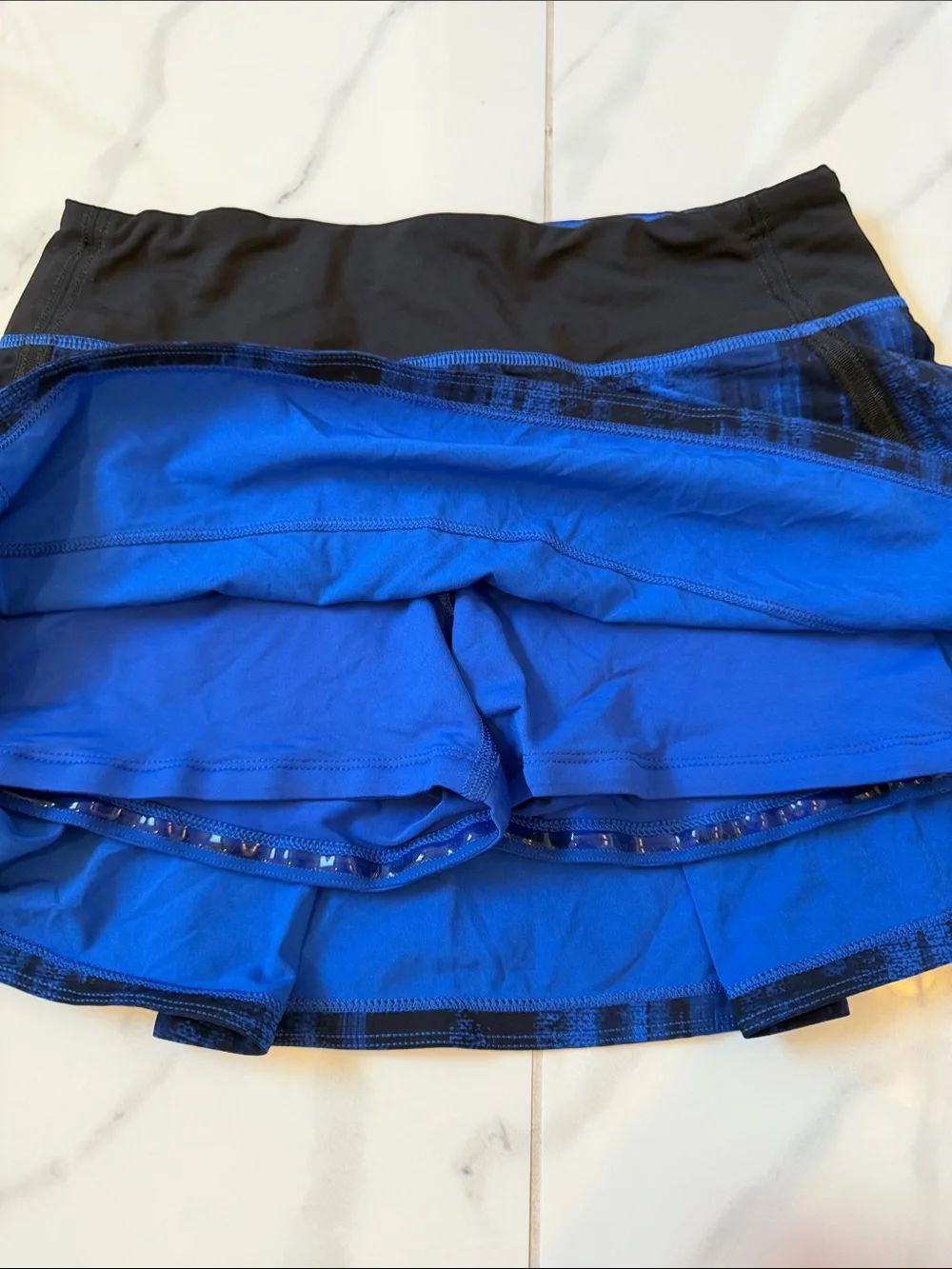 Lululemon Pace Rival Skirt II Nightsky White Harbor Blue Black Skort Size 4